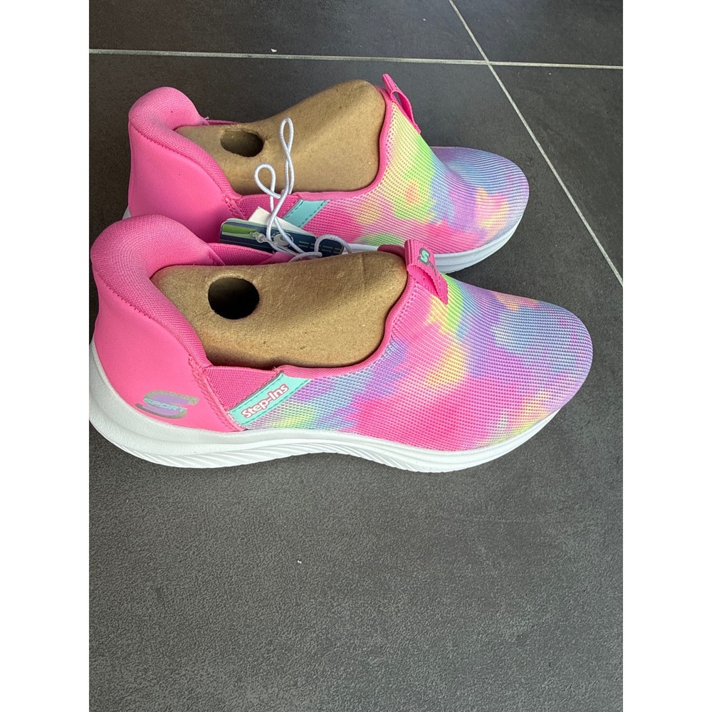 Skechers Sport Step-ins Womens Pink Tie Dye Slip On Walking Shoes Sneakers